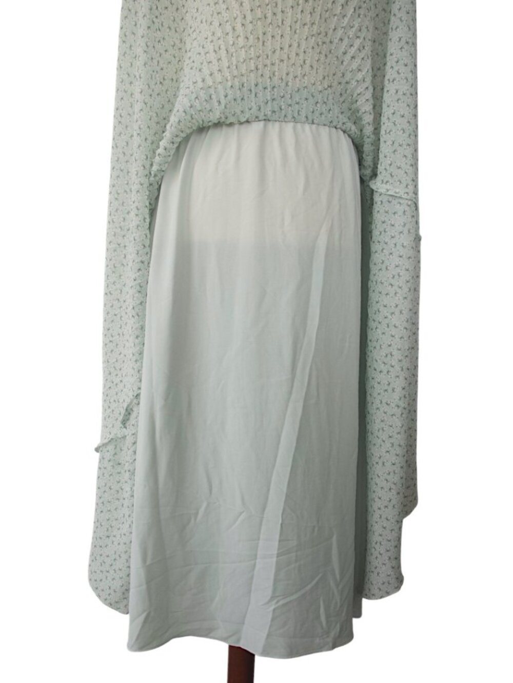 Aritzia Wilfred Pleated Floral Midi Skirt Sage Green Ditsy Print Elastic Waist M - Picture 3 of 4